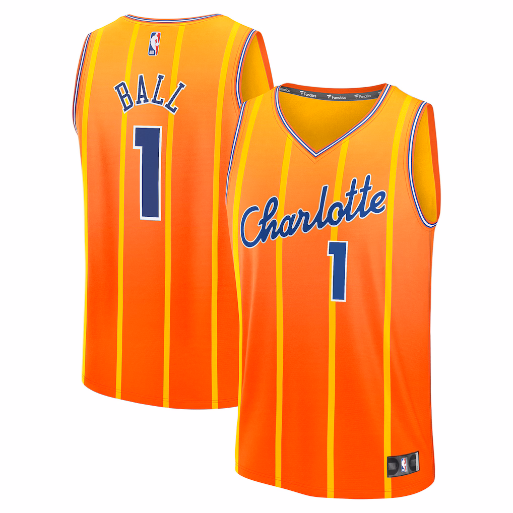 Men's Charlotte Hornets LaMelo Ball Fanatics Orange 2025/26 City Edition Fast Break Jersey - ujerseystore