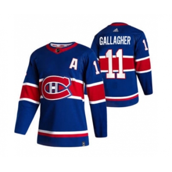 Men's Montreal Canadiens #11 Brendan Gallagher Blue 2020-21 Reverse Retro Alternate Hockey Jersey - Ujersey