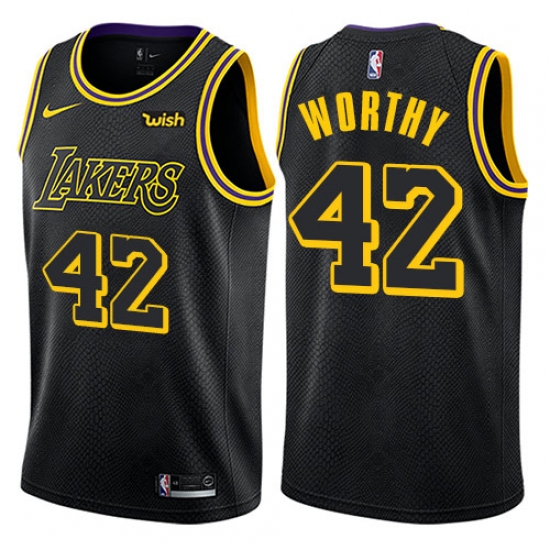 Youth Nike Los Angeles Lakers #42 James Worthy Swingman Black NBA Jersey - City Edition - Ujersey