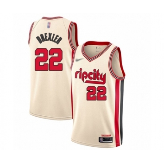Women's Portland Trail Blazers #22 Clyde Drexler Swingman Cream Basketball Jersey - 2019 20 City Edition - Ujersey