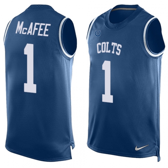 Men's Nike Indianapolis Colts #1 Pat McAfee Limited Royal Blue Player Name & Number Tank Top NFL Jersey - Ujersey