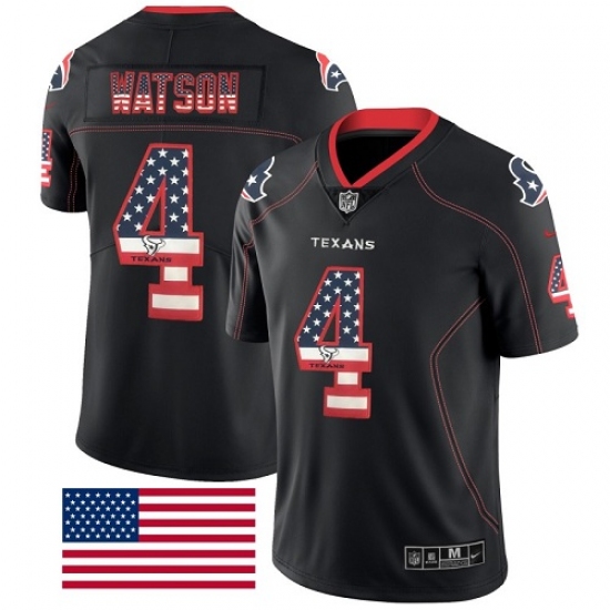 Men's Nike Houston Texans #4 Deshaun Watson Limited Black Rush USA Flag NFL Jersey - Ujersey