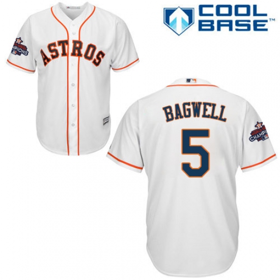 Youth Majestic Houston Astros #5 Jeff Bagwell Authentic White Home 2017 World Series Champions Cool Base MLB Jersey - Ujersey