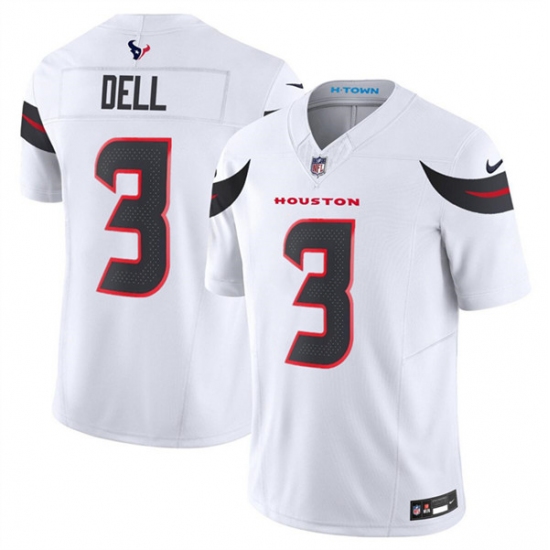 Men's Houston Texans #3 Tank Dell White 2024 Vapor F.U.S.E. Limited Stitched Jersey - Ujersey