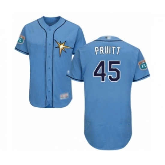 Men's Tampa Bay Rays #45 Austin Pruitt Light Blue Flexbase Authentic Collection Baseball Player Jersey - Ujersey