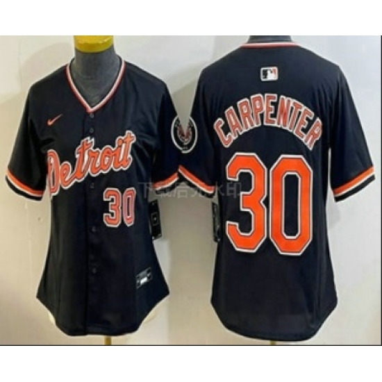 Women's Detroit Tigers #30 Kerry Carpenter Black Stadium Jersey - Ujersey