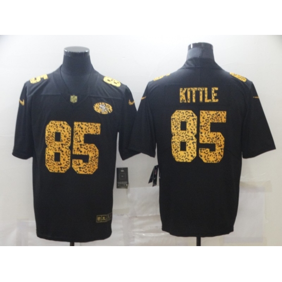 Men's San Francisco 49ers #85 George Kittle Black Nike Leopard Print Limited Jersey - Ujersey