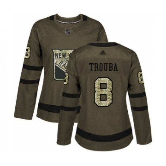 Women's New York Rangers #8 Jacob Trouba Authentic Green Salute to Service Hockey Jersey