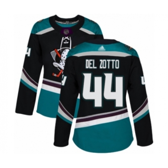 Women's Anaheim Ducks #44 Michael Del Zotto Authentic Black Teal Alternate Hockey Jersey - Ujersey