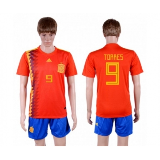 Spain #9 Torres Home Soccer Country Jersey
