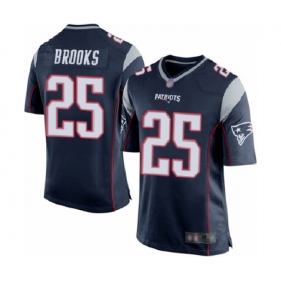 Men's New England Patriots #25 Terrence Brooks Game Navy Blue Team Color Football Jersey - Ujersey