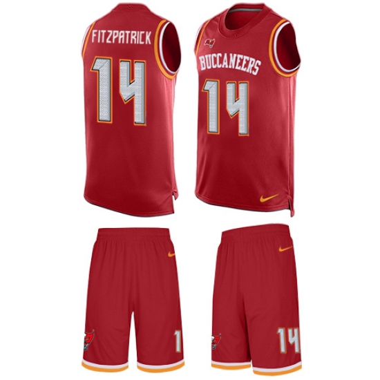 Men's Nike Tampa Bay Buccaneers #14 Ryan Fitzpatrick Limited Red Tank Top Suit NFL Jersey - Ujersey