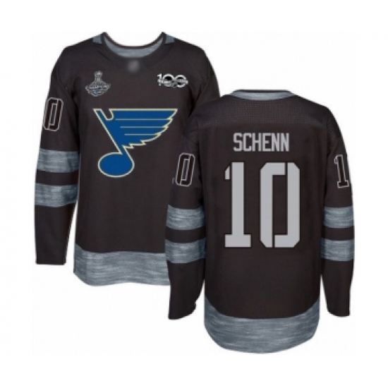 Men's St. Louis Blues #10 Brayden Schenn Authentic Black 1917-2017 100th Anniversary 2019 Stanley Cup Champions Hockey Jersey - Ujersey