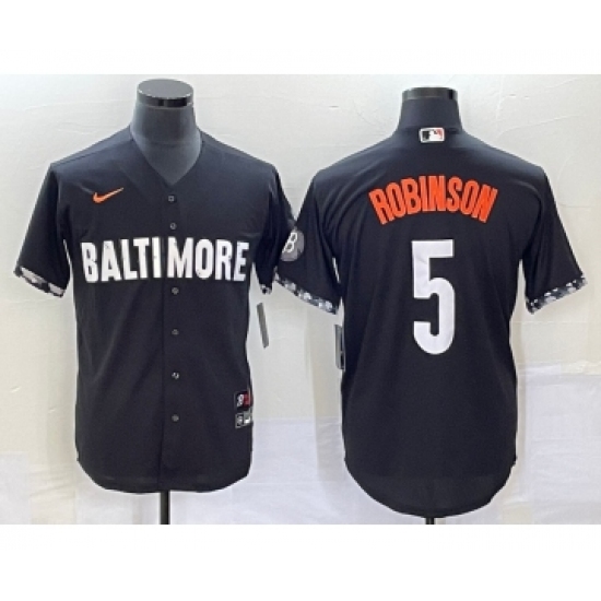 Men's Baltimore Orioles #5 Brooks Robinson Black 2023 City Connect Cool Base Stitched Jersey - Ujersey