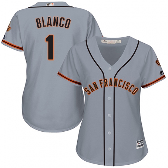 Women's Majestic San Francisco Giants #1 Gregor Blanco Replica Grey Road Cool Base MLB Jersey - Ujersey