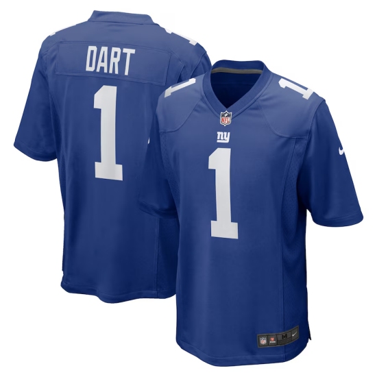 Men's New York Giants #1 Jaxson Dart Nike Royal 2025 NFL Draft First Round Pick Game Jersey - Ujersey