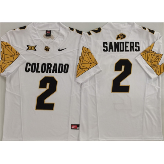 Men's Colorado Buffaloes #2 Shadeur Sanders White With XII 2025 F.U.S.E. Stitched Football Jersey - Ujersey
