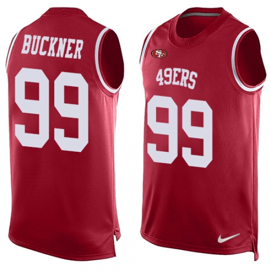Men's Nike San Francisco 49ers #99 DeForest Buckner Limited Red Player Name & Number Tank Top NFL Jersey - Ujersey