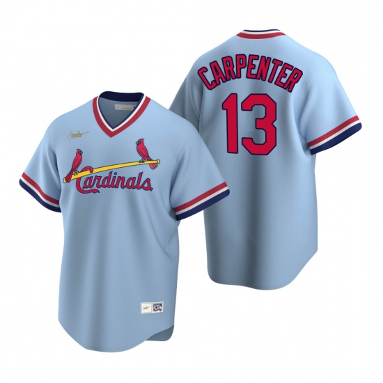 Men's Nike St. Louis Cardinals #13 Matt Carpenter Light Blue Cooperstown Collection Road Stitched Baseball Jersey - Ujersey