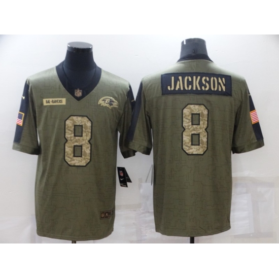 Men's Baltimore Ravens #8 Lamar Jackson Camo 2021 Salute To Service Limited Player Jersey - Ujersey