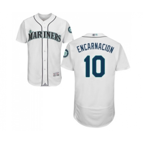Men's Seattle Mariners #10 Edwin Encarnacion White Home Flex Base Authentic Collection Baseball Jersey - Ujersey