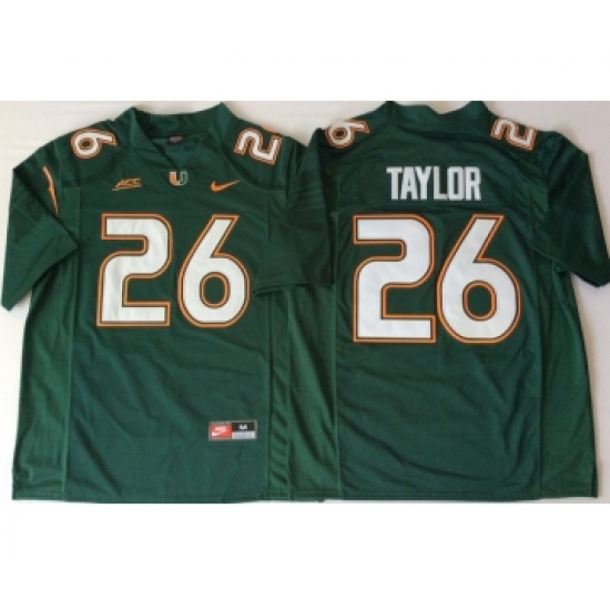 Miami Hurricanes 26 Sean Taylor Green Nike College Football Jersey - Ujersey