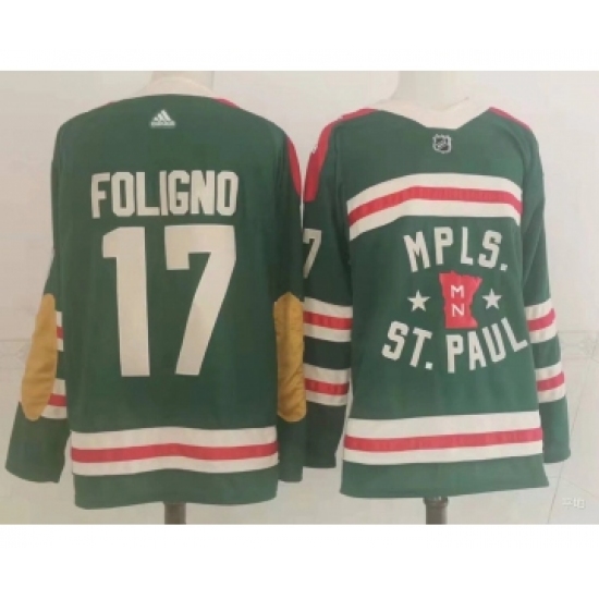 Men Minnesota Wild 17 Foligno Green Classic Edition 2022 Adidas NHL Jersey - Ujersey
