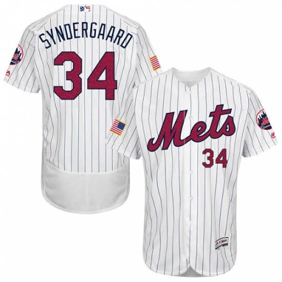 Men's Majestic New York Mets #34 Noah Syndergaard White Fashion Stars & Stripes Flex Base MLB Jersey - Ujersey