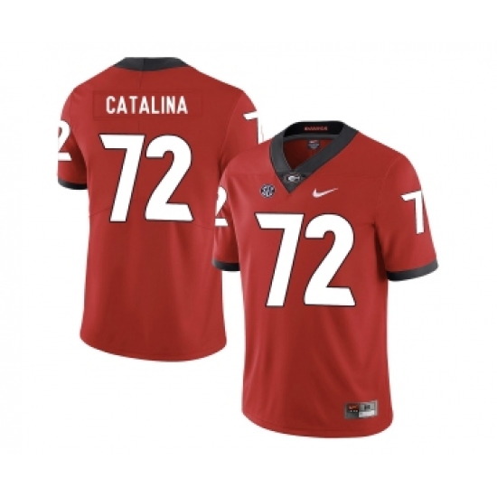 Georgia Bulldogs 72 Tyler Catalina Red Nike College Football Jersey - Ujersey