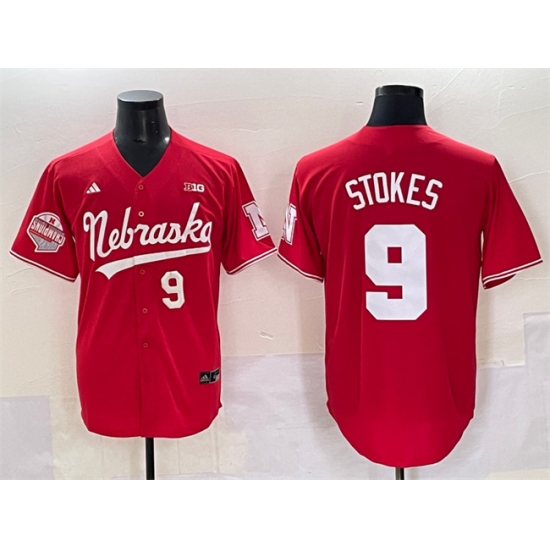 Men's Nebraska Huskers #9 Rhett Stokes Red Back 2 Back Champions Vapor Premier Limited Stitched Jersey