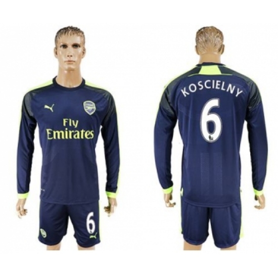 Arsenal #6 Koscielny Sec Away Long Sleeves Soccer Club Jersey