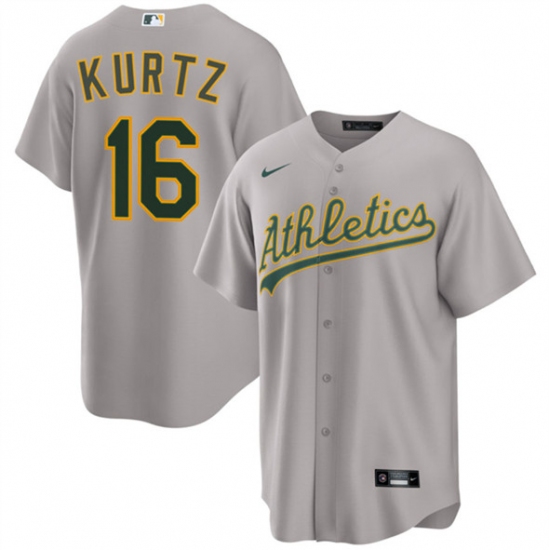Men's Oakland Athletics #16 Nick Kurtz Gray 2024 Away Limited Stitched Jersey - Ujersey