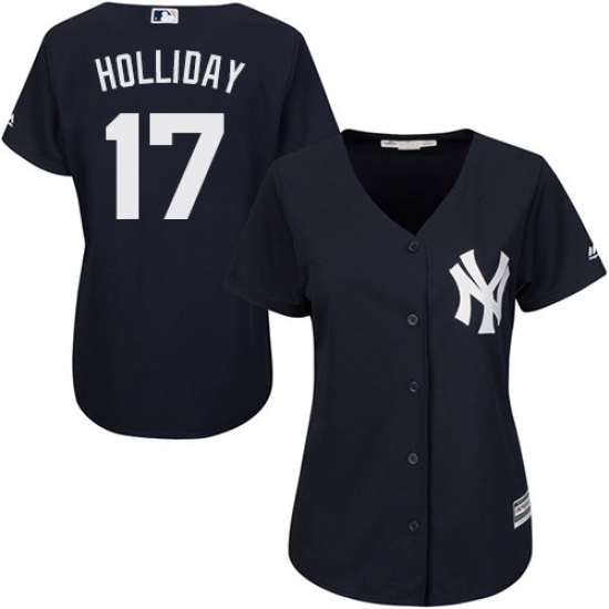Women's Majestic New York Yankees #17 Matt Holliday Replica Navy Blue Alternate MLB Jersey - Ujersey