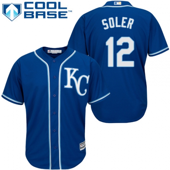 Youth Majestic Kansas City Royals #12 Jorge Soler Authentic Blue Alternate 2 Cool Base MLB Jersey - Ujersey