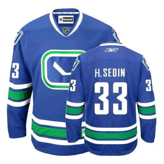 Men's Reebok Vancouver Canucks #33 Henrik Sedin Premier Royal Blue Third NHL Jersey - Ujersey