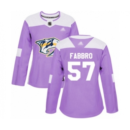 Women's Nashville Predators #57 Dante Fabbro Authentic Purple Fights Cancer Practice Hockey Jersey - Ujersey