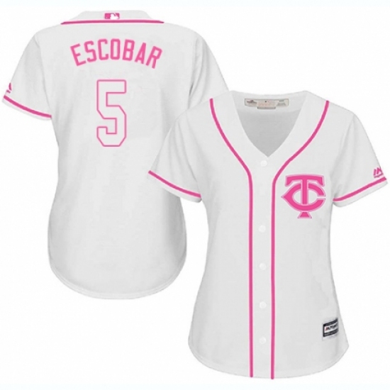 Women's Majestic Minnesota Twins #5 Eduardo Escobar Authentic White Fashion Cool Base MLB Jersey - Ujersey