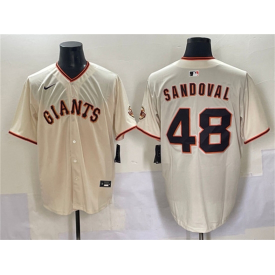 Men's San Francisco Giants #48 Pablo Sandoval Cream 2024 Home Limited Stitched Baseball Jersey - Ujersey