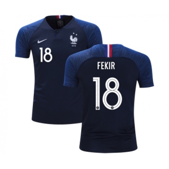 France #18 Fekir Home Kid Soccer Country Jersey