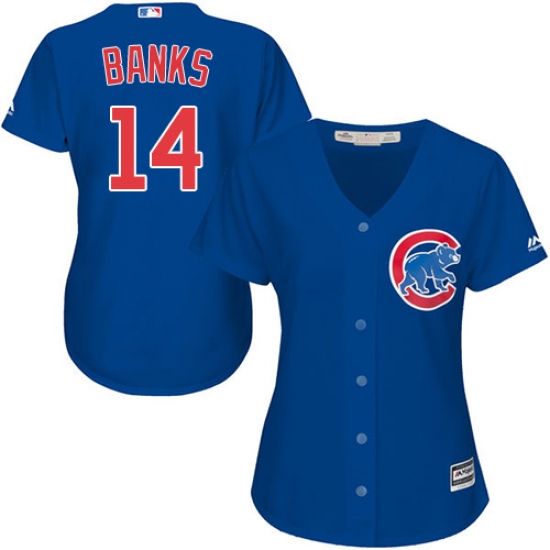 Women's Majestic Chicago Cubs #14 Ernie Banks Authentic Royal Blue Alternate MLB Jersey - Ujersey