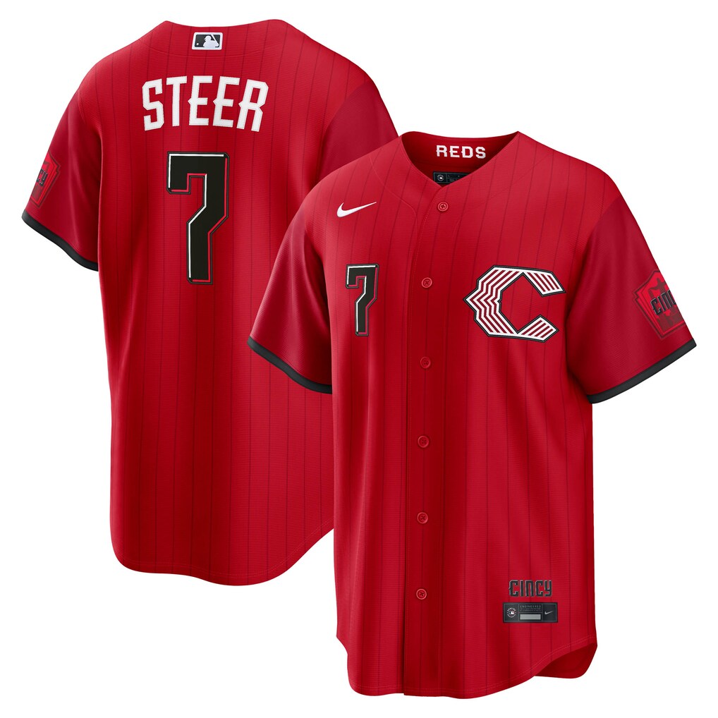 Men's Cincinnati Reds Spencer Steer Nike Red 2026 City Connect Stadium Jersey - Ujersey Shop