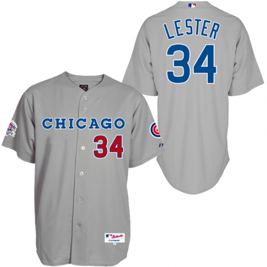 Men's Majestic Chicago Cubs #34 Jon Lester Authentic Grey 1990 Turn Back The Clock MLB Jersey - Ujersey