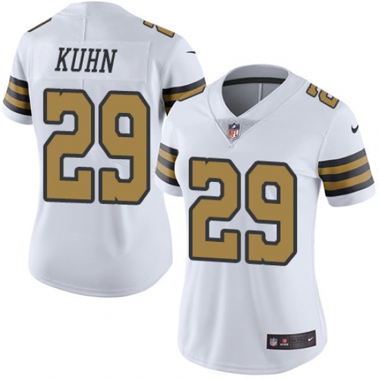 Women's Nike New Orleans Saints #29 John Kuhn Limited White Rush Vapor Untouchable NFL Jersey - Ujersey