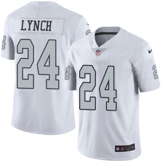 Youth Nike Oakland Raiders #24 Marshawn Lynch Limited White Rush Vapor Untouchable NFL Jersey