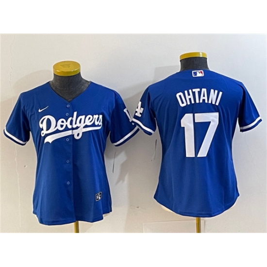 Women's Los Angeles Dodgers #17 Shohei Ohtani Blue Stitched Jersey - Ujersey