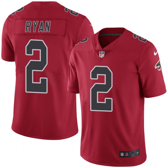 Men's Nike Atlanta Falcons #2 Matt Ryan Limited Red Rush Vapor Untouchable NFL Jersey - Ujersey