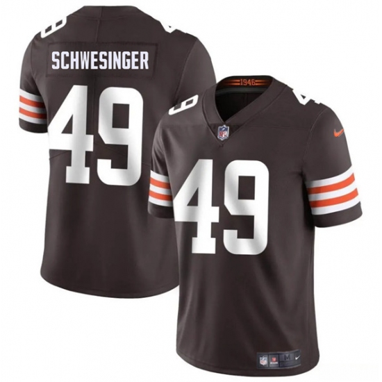 Men's Cleveland Browns #49 Carson Schwesinger Brown 2025 Vapor Limited Football Stitched Jersey - Ujersey