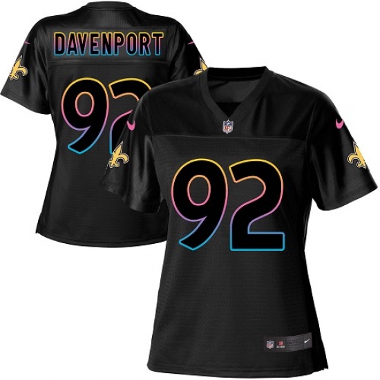 Women's Nike New Orleans Saints #92 Marcus Davenport Black NFL Fashion Game Jersey - Ujersey