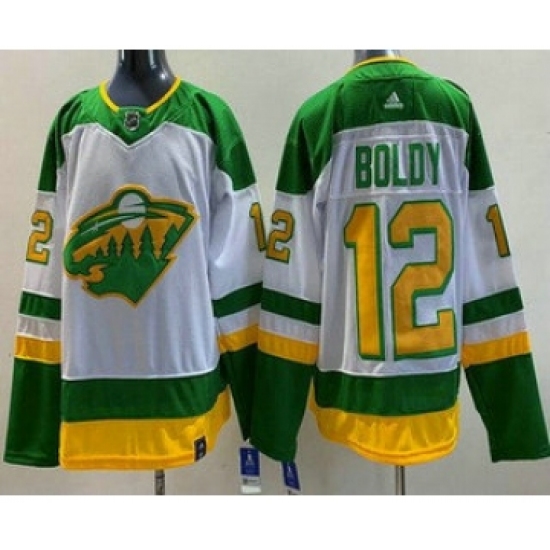 Men's Minnesota Wild #12 Matt Boldy White 2021 Reverse Retro Authentic Jersey - Ujersey
