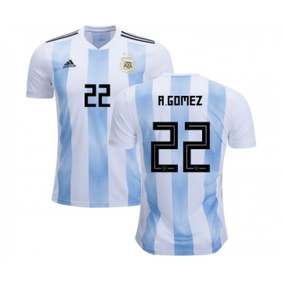Argentina #22 R.Gomez Home Kid Soccer Country Jersey